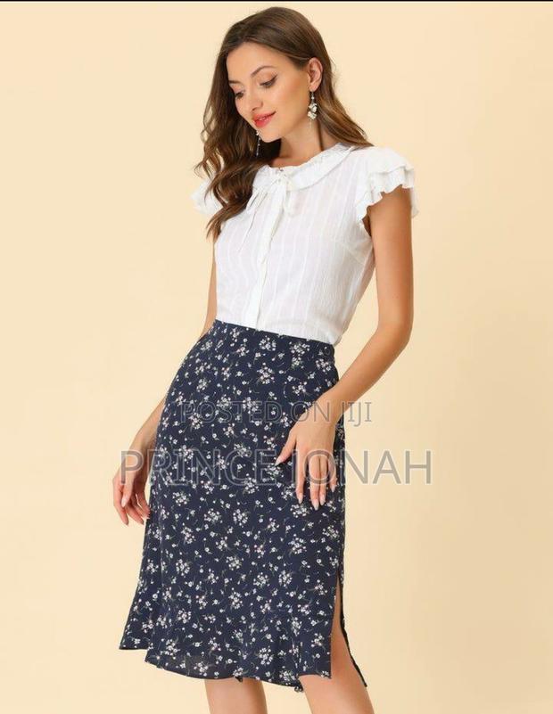 Floral Ruffle Elastic High Waist Button Flowy Split · Photo 2
