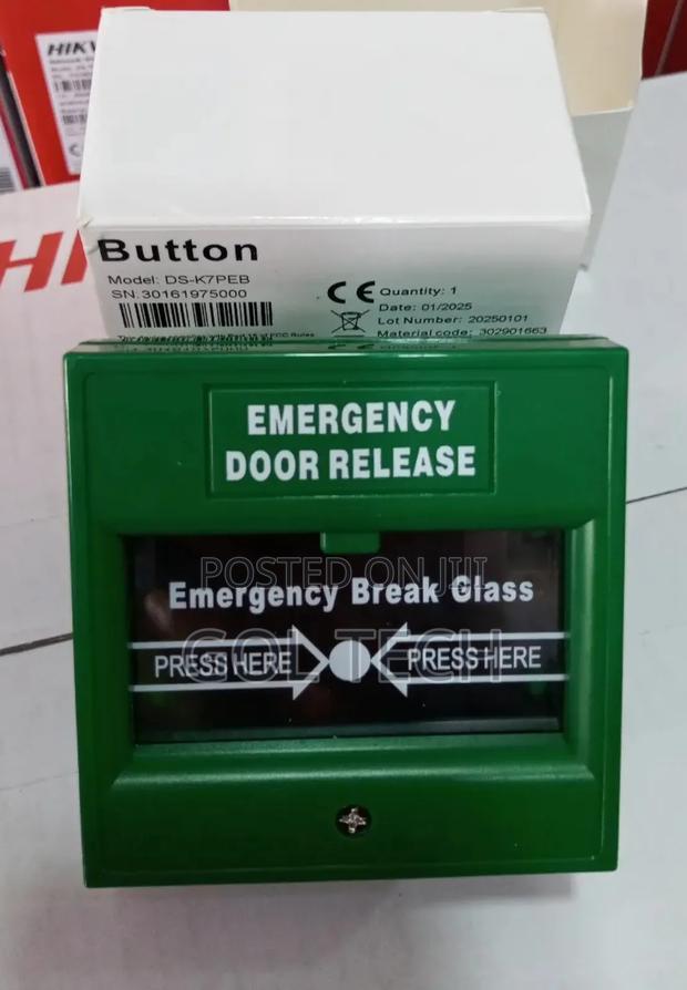 Hikvision Emergency Break Glass Door Release Ds-K7peb Green · Photo 1