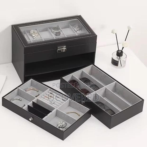 High End 12 Slot Watch Case for Men, With 2-Layer Jewelry · Photo 3