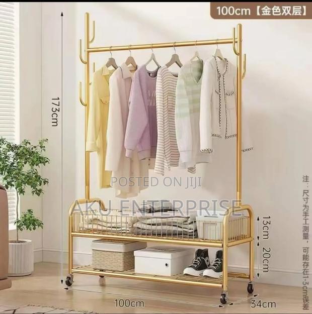 Clothes Rack With Storage Basket and Shoe Rack on Wheels · Photo 1