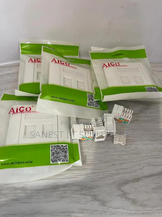 Double Faceplate With Rj45 Keystone Jack Aico · Photo 3
