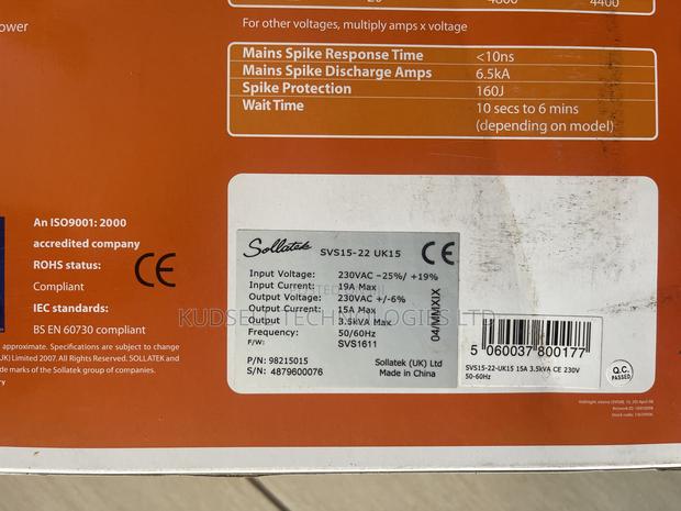 Sollatek Svs15-22-Uk15 15a 3.5kva Ce 230v/50-60hz · Photo 4
