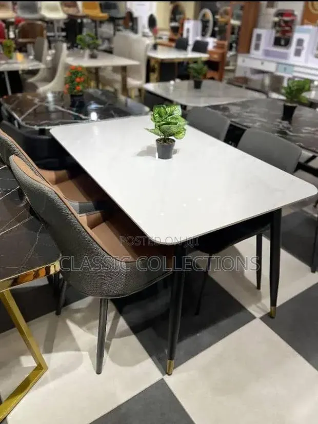 4 Chairs Marble Dining Set · Photo 1