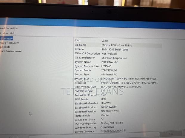Laptop Lenovo Thinkpad T490s 8GB Intel Core I5 SSD 256GB · Photo 1