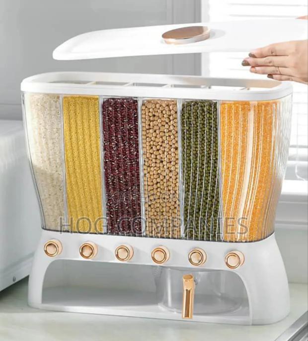 Clear Body Cereal Dispenser 6 Grids Food Grain Storage · Photo 1