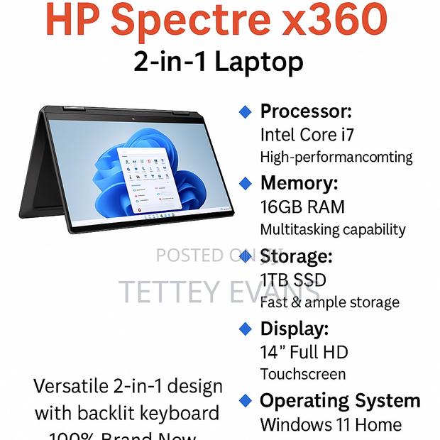 New Laptop HP Spectre X360 15 16GB Intel Core Ultra 7 SSD 1T · Photo 1