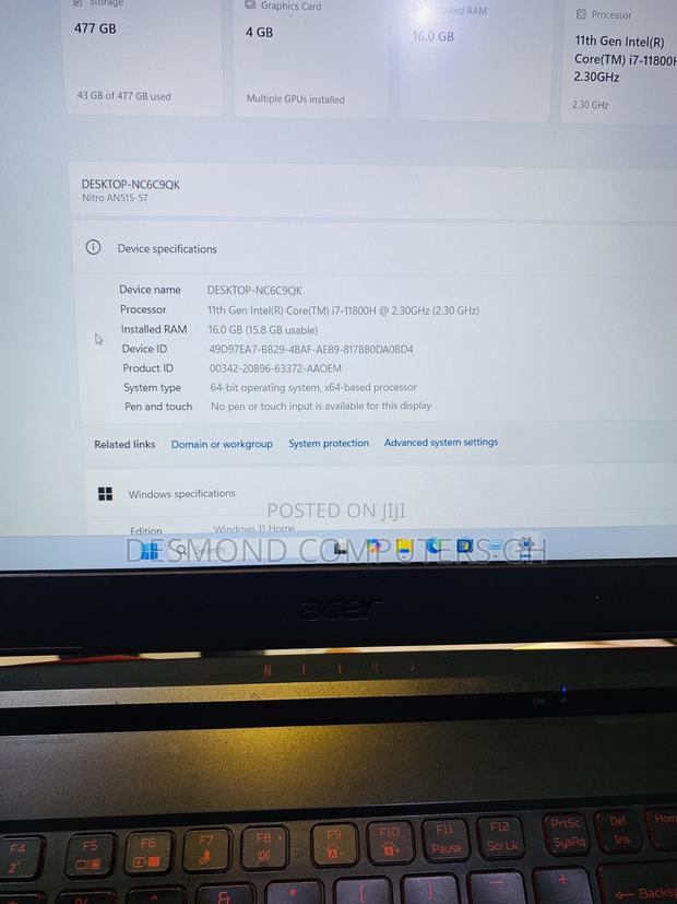 Laptop Acer Nitro 5 16GB Intel Core i7 SSD 512GB · Photo 6