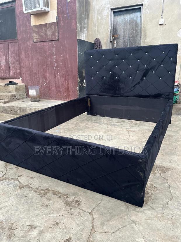 Brand New Double Bedframe Suede Fabric Black Color for Sale · Photo 1