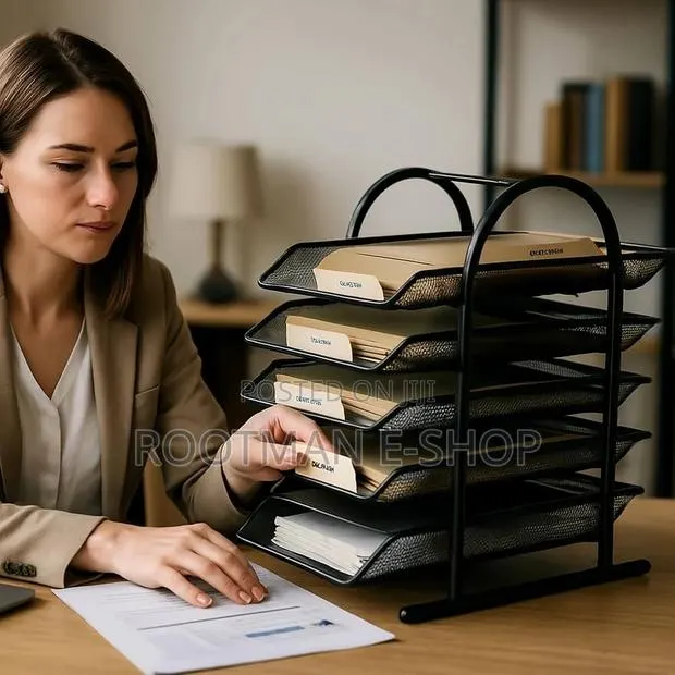 Black Metal Mesh 4-tier Document Tray Organizer For Office Or Home Use · Photo 1