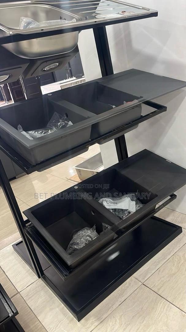 Double Bowl Sink Black(Two Bowl) With Arm(Complete)