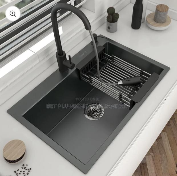 One Bowl Black Cabinet Sink With Pullout Tap(Complete)Cabinet Sink · Photo 1