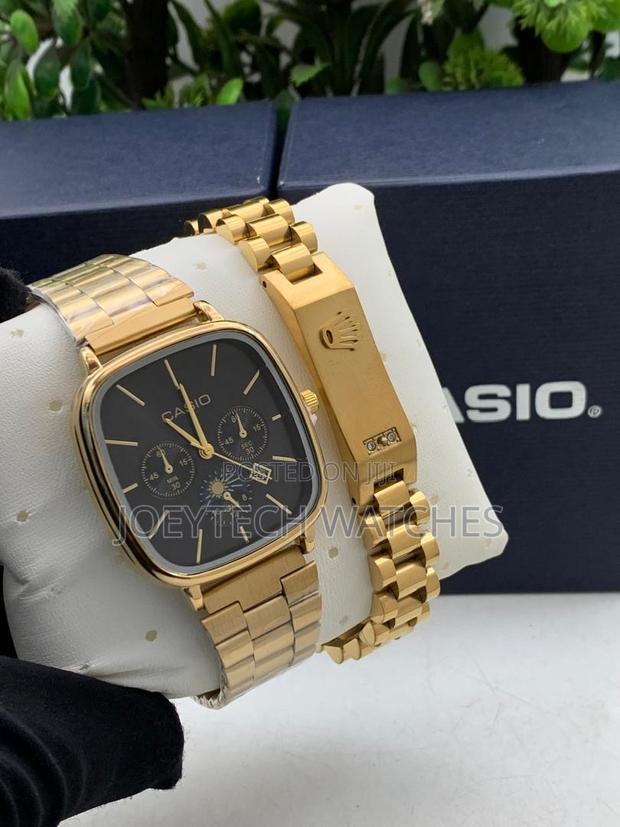 Gold Casio Analog Watch With Rolex Bracelet · Photo 2