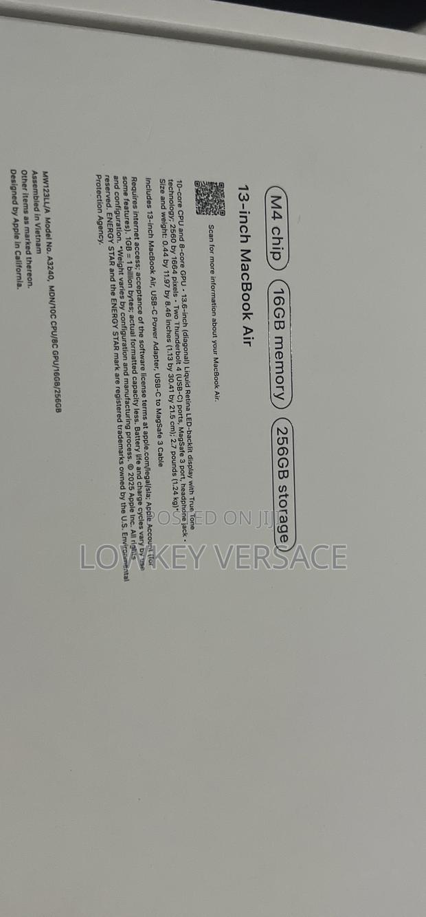 New Laptop Apple MacBook Air 16GB Apple M4 SSD 256GB · Photo 2