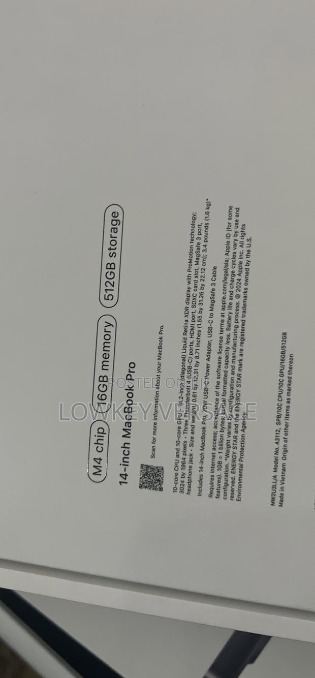 New Laptop Apple MacBook Pro 2024 M4 14-Inch 16GB Apple M4 SSD 512GB · Photo 2