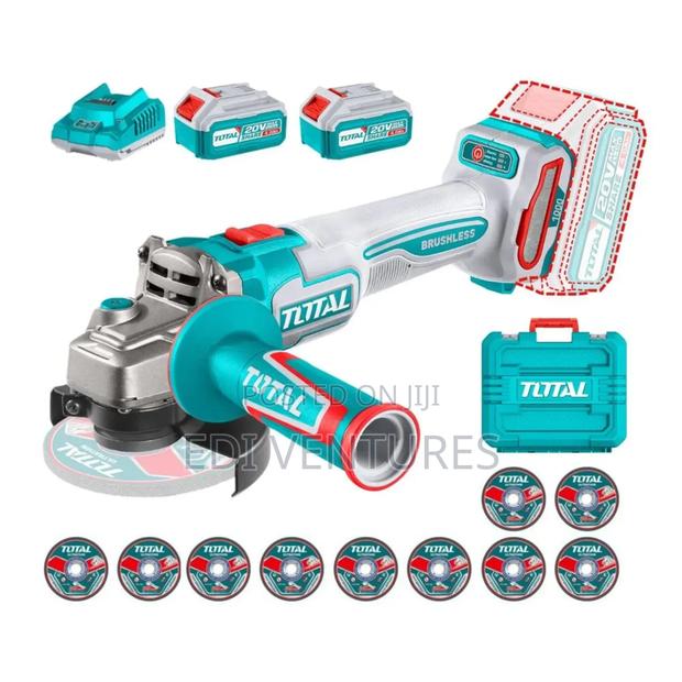 Total Cordless Angle Grinder (2 Batteries, 10 Discs · Photo 2