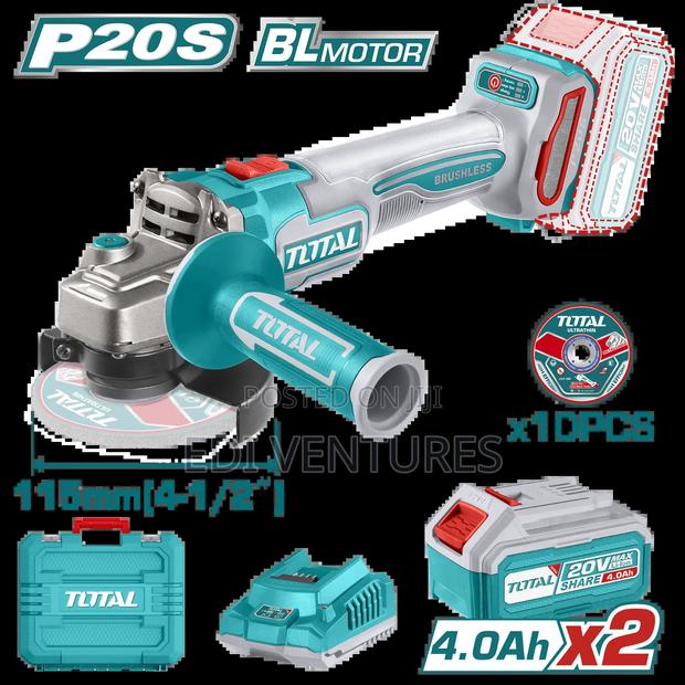 Total Cordless Angle Grinder (2 Batteries, 10 Discs · Photo 3