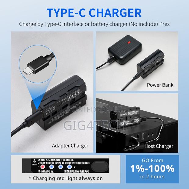 Feeworld Np-F550 2200mah Li-Ion Battery Usb-C Charging · Photo 2