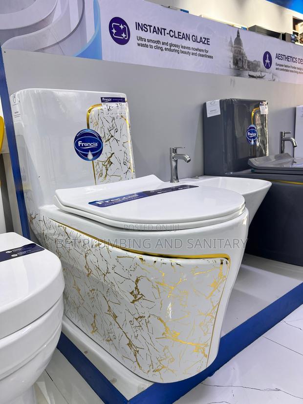 Gold and White Water Closet(Wc) Combine Hanging Hand_wash_basin · Photo 3