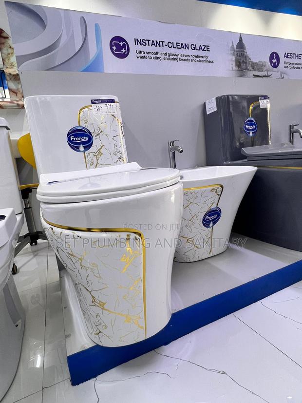 Gold and White Water Closet(Wc) Combine Hanging Hand_wash_basin · Photo 4