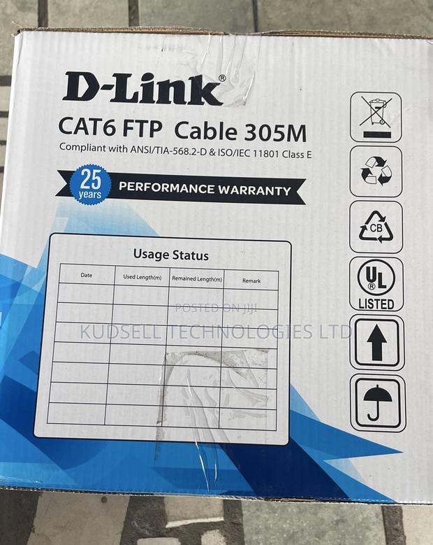 Dlink Cat 6 FTP 24 Awg PVC Solid Cable – 305m Grey · Photo 2