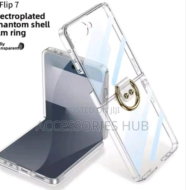 Samsung Z Flip 7 Transparent Cases With Protector and a Ring · Photo 1