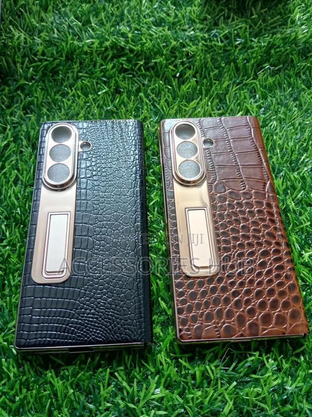 Z Fold 7 Luxury Leather Case With Inbuilt Protector and a Stand · Photo 1