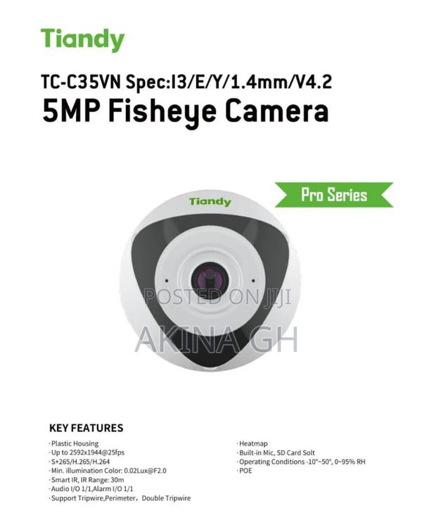 Tiandy Fisheye 5mp Dome Camera 1.4mm Lens Tc-C35vn · Photo 1