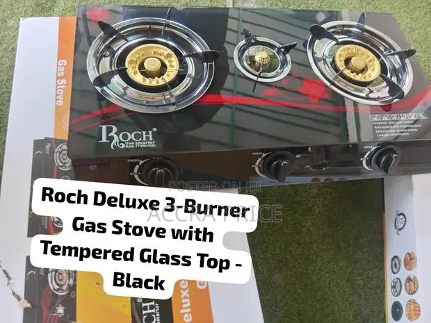 Roch Deluxe 3-Burner Stove – Quality Gas Cooker With Elegant Tempered · Photo 1