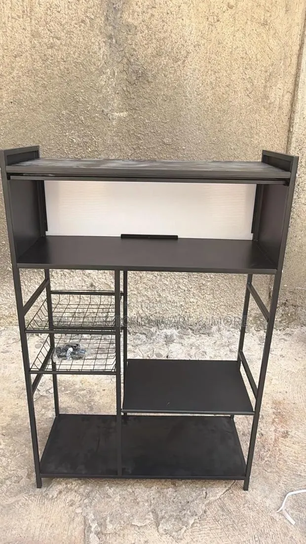 Metallic Kitchen Storage Shelves · Photo 1
