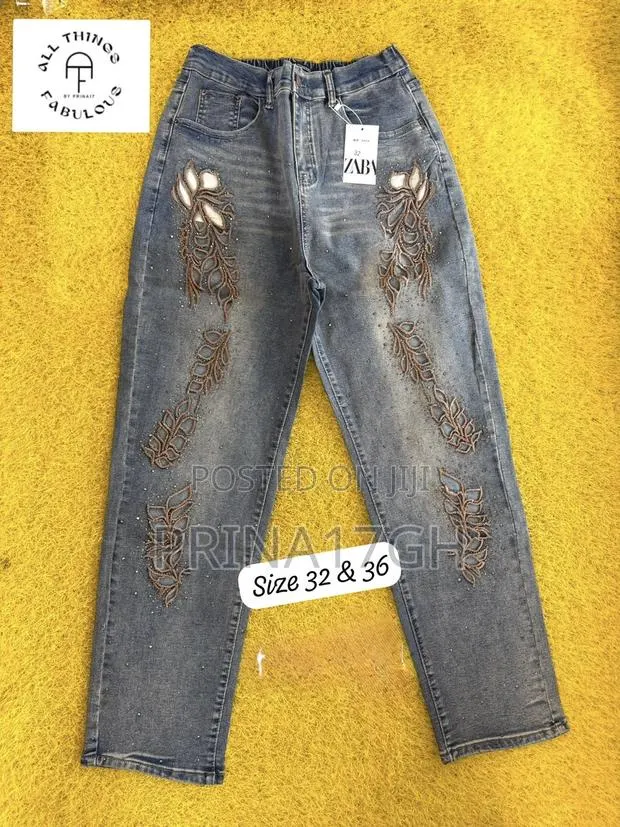 Zara Embellished Denim Jeans · Photo 1
