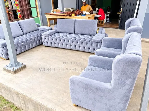 Luxury Grey Velvet Sofa Set · Photo 1