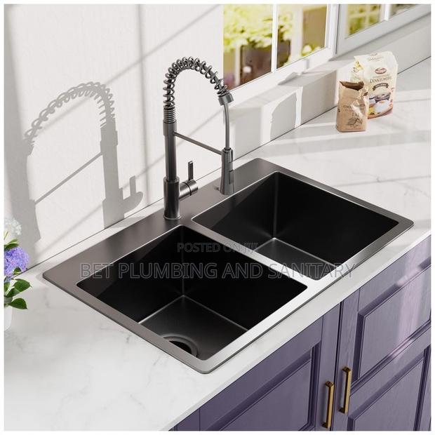 Two Bowl Cabinet Sink With Pull-Out Tap Complete_kitchen Sink · Photo 1