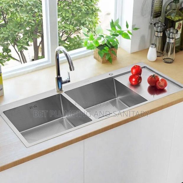 Double Bowl One Arm Cabinet Sink_with Tap Complete_kitchen Sink · Photo 1