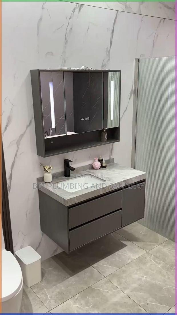 Marble Cabinet Basin With Led Mirror_marble Cabinet Basin · Photo 1