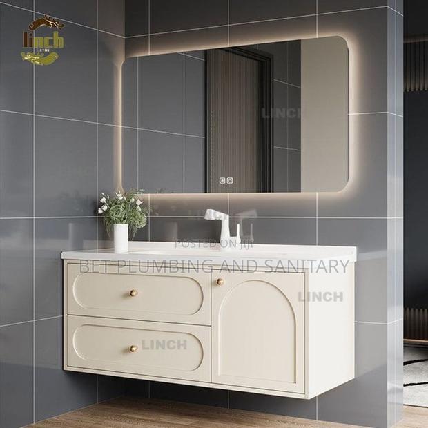 White Cabinet Basin With Led Mirror and Tap Complete_cabinet Basin · Photo 1