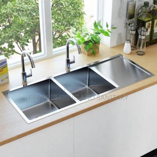 Fiber Kitchen Sink_two Bowl One Arm_cabinet Sink_with Two Tap Complete · Photo 1