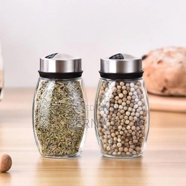 6-piece Spice Jar Set With Rotating Stand – Glass Stainless Steel · Photo 3
