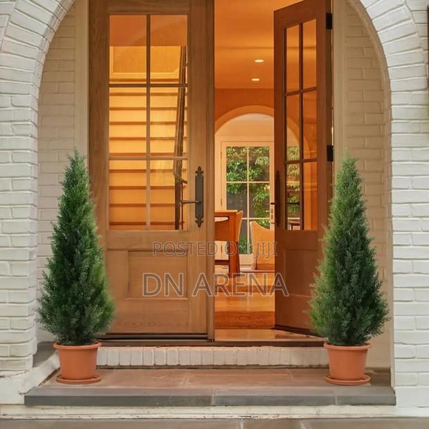 Set of Two Faux Cedar in Pot, Fake Uv Rated Potted Artificial Plant · Photo 1