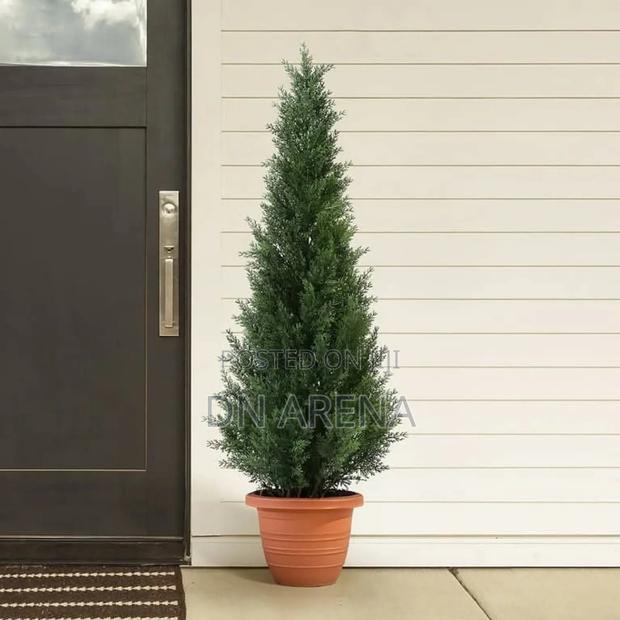 Set of Two Faux Cedar in Pot, Fake Uv Rated Potted Artificial Plant · Photo 4