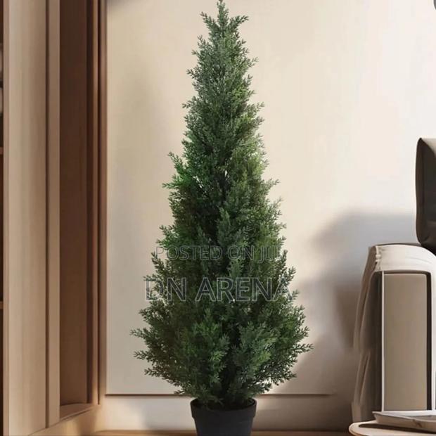 Set of Two Faux Cedar in Pot, Fake Uv Rated Potted Artificial Plant · Photo 6