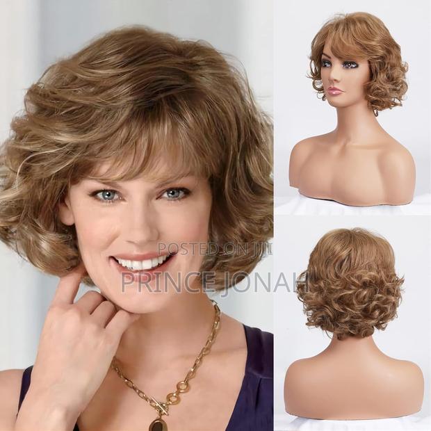 Bestung Brown Short Curly Wavy Hair Wig for Women · Photo 2
