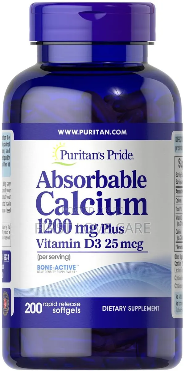 Puritan Pride Absorbable Calcium 1200mg Plus Vitamin D3 25mcg · Photo 1