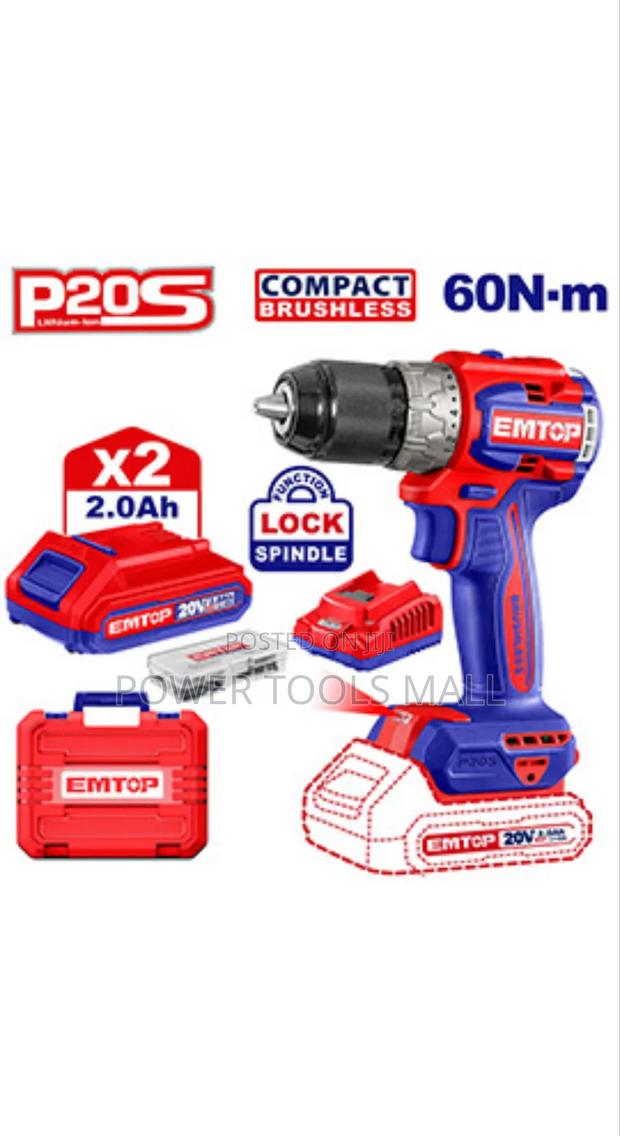 Cordless Compact Brushless Drill Emtop · Photo 1
