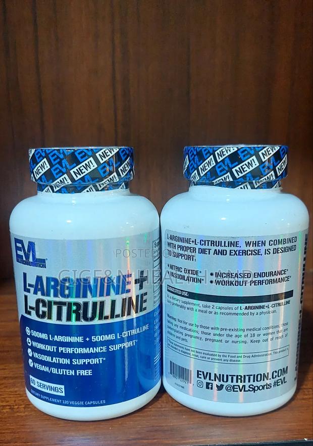 L-Arginine + L-Citrulline, 120 Veggie Caps( Nitric Oxide) Blood Flow · Photo 1