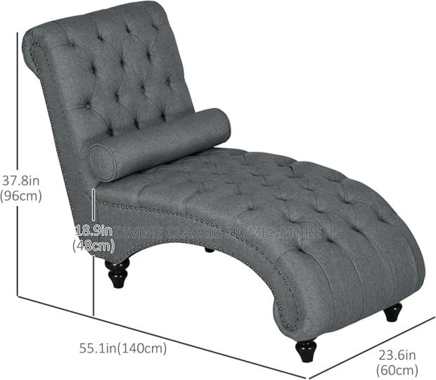 Homcom Button Tufted Chaise Lounge Chair Indoor Upholstered Lounge · Photo 2