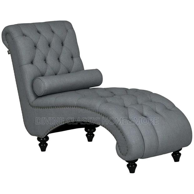 Homcom Button Tufted Chaise Lounge Chair Indoor Upholstered Lounge · Photo 1