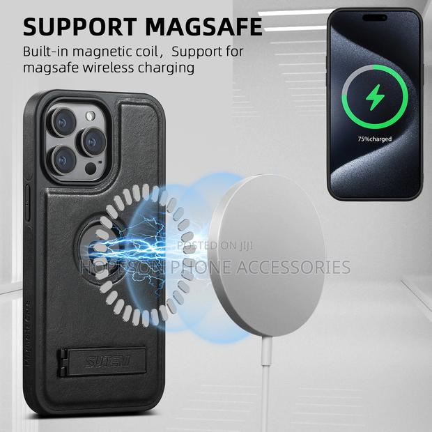 iPhone Leather Case, Magsafe Wireless Charging Support and Kick-Stand · Photo 4