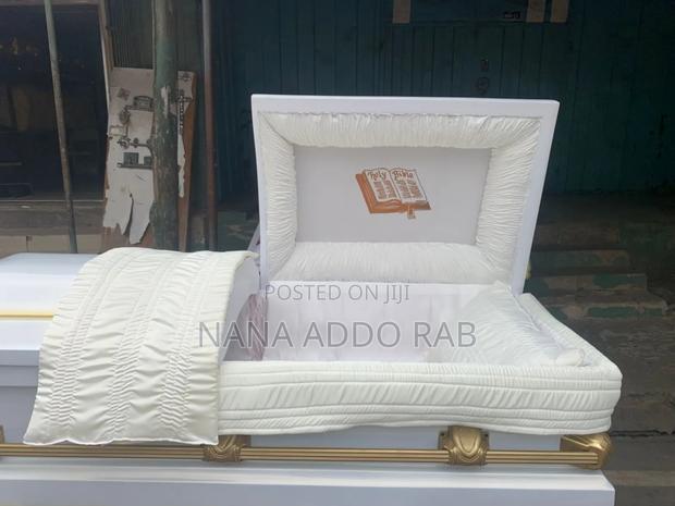 Original Ghana Made Casket .White With Gold Shade on Top of the Casket · Photo 4