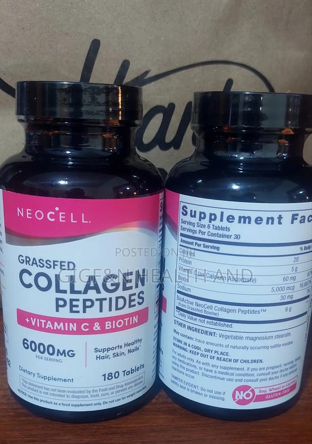Neocell, Grassfed Collagen Peptides + Vitamin C Biotin, 180 Tablets · Photo 1