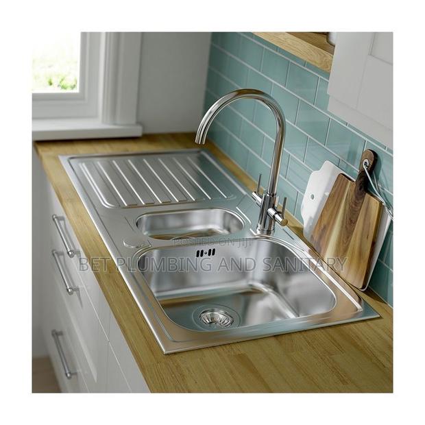 Two Bowl Kitchen Sink With Tap Complete_block and Cabinet Sink · Photo 1